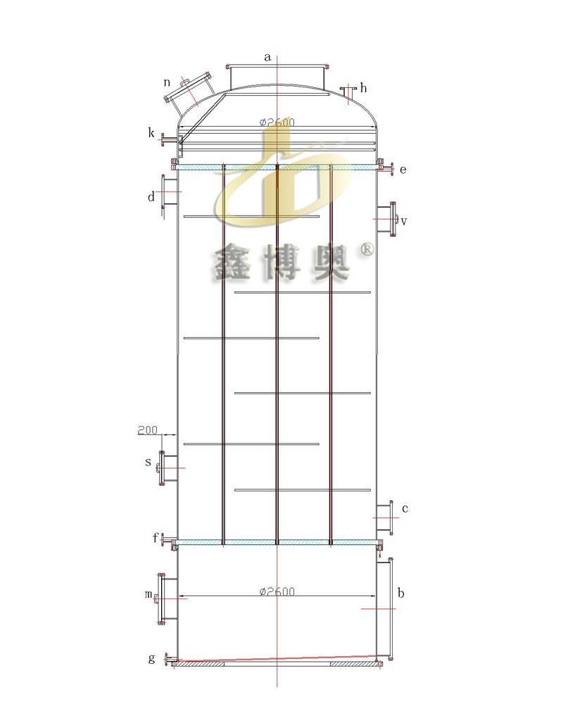 ZGHA系列zhuanli型列管式石墨半水煤气冷却器结构设计图